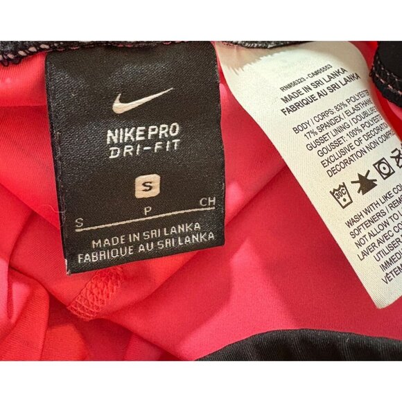Nike S Coral Pink Logo Pro Print Wide Elastic Waistband Stretch Dri-Fit Tights - Picture 6 of 6